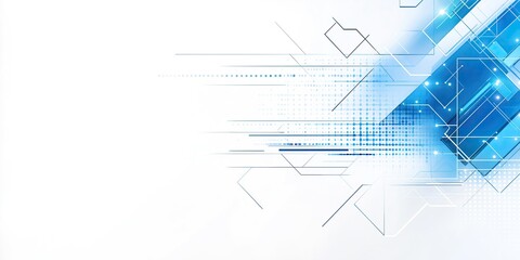 Abstract digital background design in blue shades featuring geometric shapes and lines on a white backdrop creating a modern tech aesthetic for digital applications and presentations