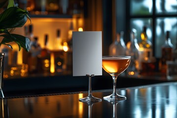 High-end bar menu mockup with cocktails