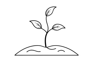 Nurturing Growth Line Drawing of a Small Sprout Emerging from Soil