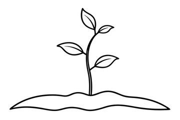Nurturing Growth Line Drawing of a Small Sprout Emerging from Soil