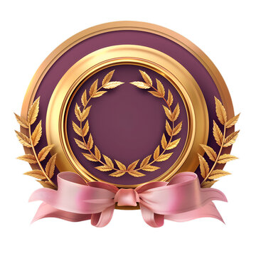 Golden and pink award with ribbon