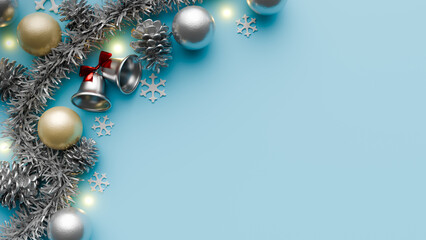 christmas ornaments copy space backgrounds. 3d rendering