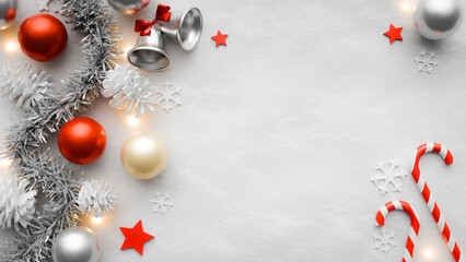 christmas ornaments copy space backgrounds. 3d rendering