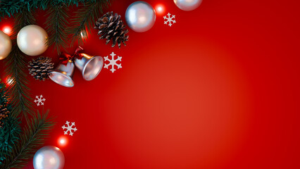 christmas ornaments copy space backgrounds. 3d rendering