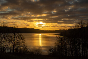 sunset over the lake