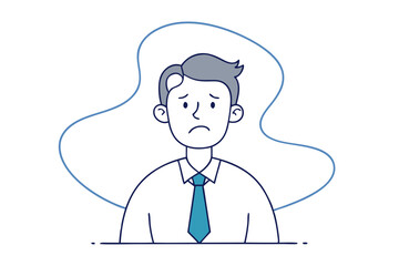 Stress in the Workplace Line Drawing of a Tired Businessman
