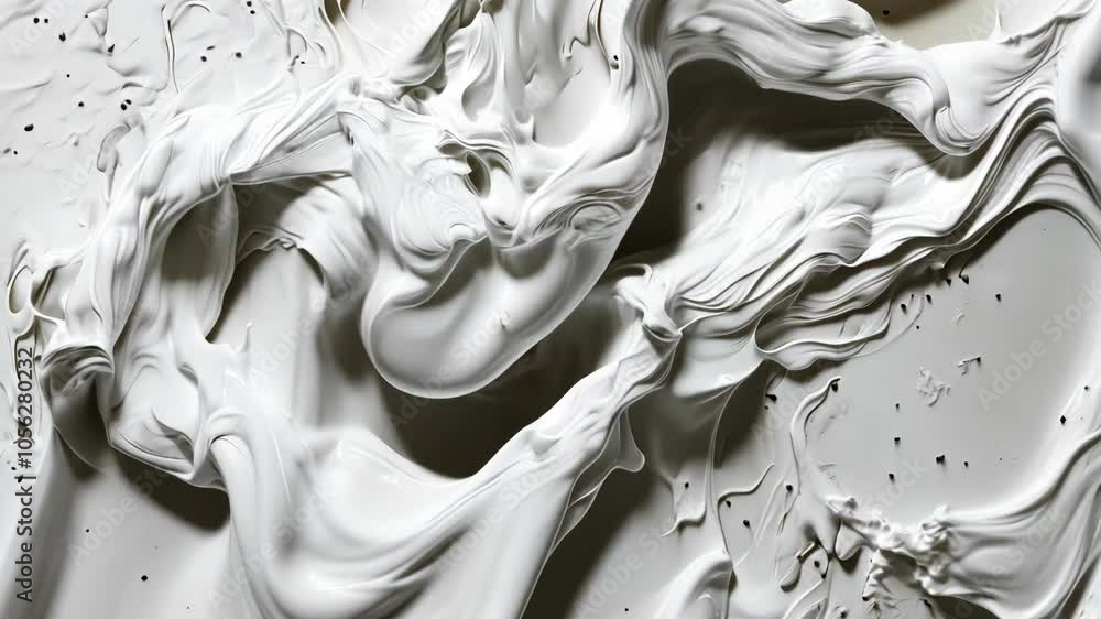 Aufkleber white paint swirls in abstract patterns, creating a unique texture on a canvas