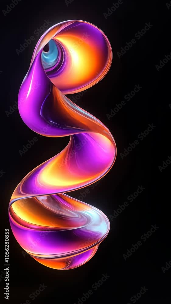 Poster abstract shape rotating on black background