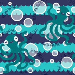 Summer animals seamless octopus pattern for wrapping paper and kids