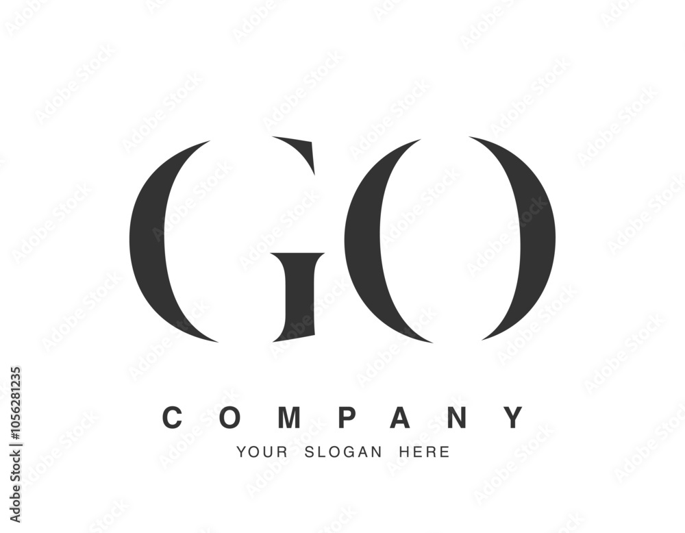 Fototapete go logo design. initial letter g and o serif font style. creative classic company name typography. t