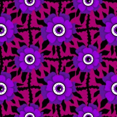 Halloween floral seamless flower with eye pattern for wrapping paper and fabric