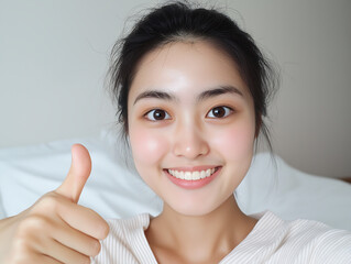 Asian female smiling in the hospital . High quality photo