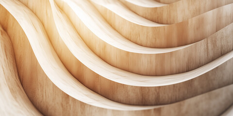 Fototapeta premium Carved wooden waves with natural light, abstract background of wood texture simple pattern