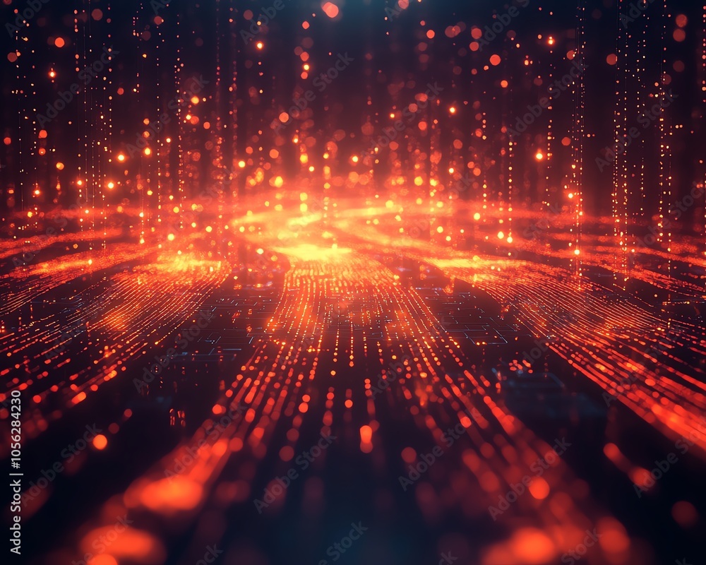 Aufkleber Creative 3D rendering of a virtual network environment focused on digital document management, highlighting secure file transfers and efficient data organization
