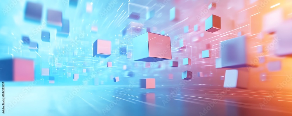 Poster Stunning 3D rendering of digital document management in a virtual network environment, showcasing interconnected files and cloud storage solutions in a hightech setting
