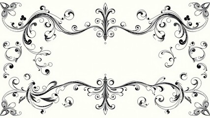 Elegant swirls and flourishes in black and white on a textured background, classic, pattern