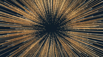A mesmerizing burst of golden lines radiating outward, creating a sense of energy and movement against a dark backdrop, evoking feelings of excitement and wonder.