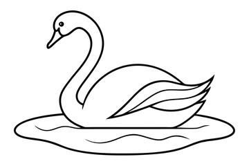 Serene Single Line Illustration of a Swan on Calm Waters