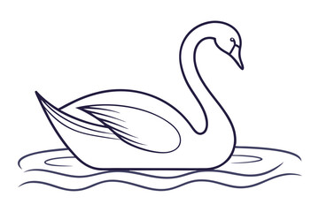 Serene Single Line Illustration of a Swan on Calm Waters