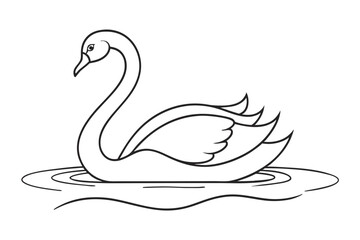 Serene Single Line Illustration of a Swan on Calm Waters