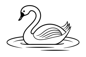 Serene Single Line Illustration of a Swan on Calm Waters