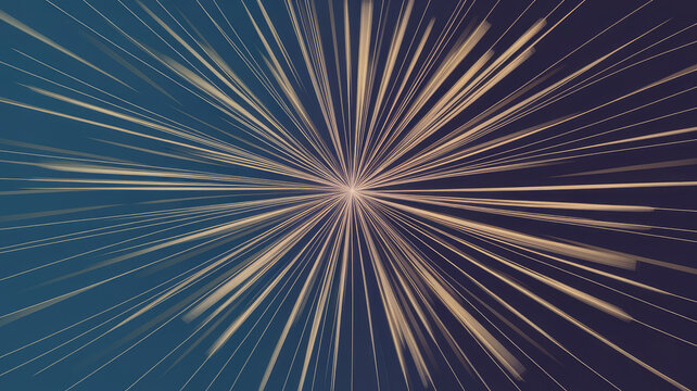 An abstract depiction of light rays radiating outwards from a central point, creating a sense of depth and motion against a gradient blue background.