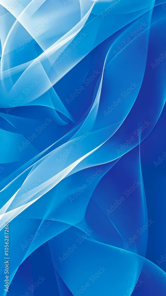 Poster flowing blue and white abstract waves creating a serene and elegant backdrop