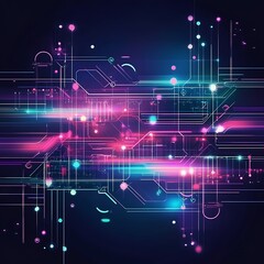 Obraz premium Abstract digital background with glowing lines and dots.