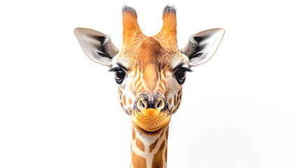 Naklejka premium fun cute upside down portrait of giraffe on white with white shades, png