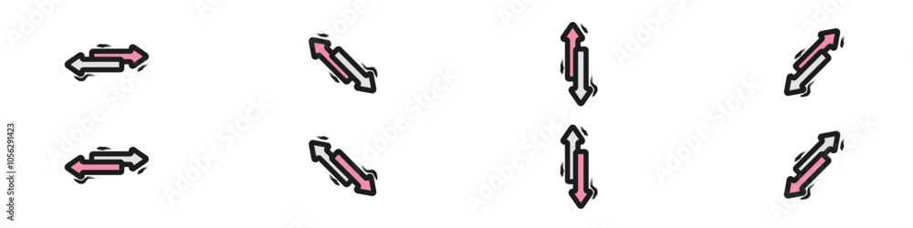 Poster arrows left and right vector set. two arrows. grunge arrows. opposite directions of arrows vector. c