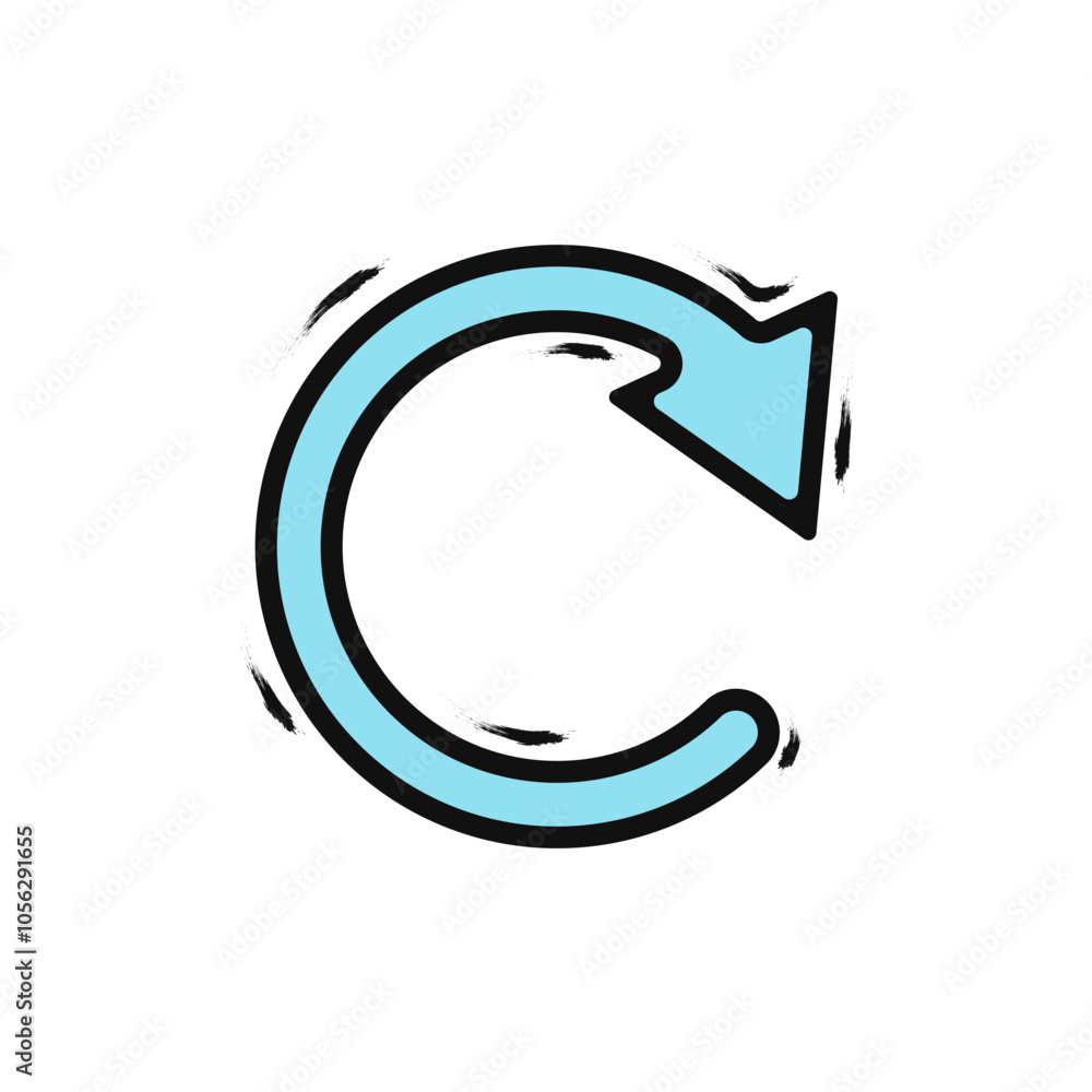 Poster circle arrow vector. clockwise rotation. grunge blue arrow vector. black circular arrow outline. mov