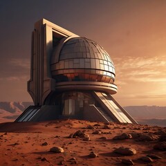 Obraz premium Mars Observatory Monument ,Generative AI