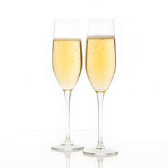 Two Glasses of Champagne Isolated on White Background