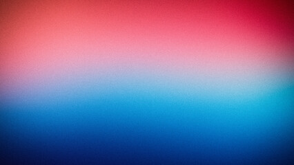Obraz premium Abstract gradient with a smooth blend of red, pink, light blue, and deep blue hues, enhanced by a grainy texture, ideal for wallpapers, backgrounds, and digital designs