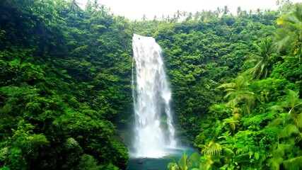 rain background Waterfall hidden jungle copy Panorama green space leaves tropical forest water stream landscape wild nature spring scenic river fall leaf cascade freshness scenery park paradise fresh