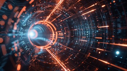Obraz premium A virtual reality simulation of a parallel universe powered by 6G quantum computing highlighting its potential to revolutionize scientific research and exploration.
