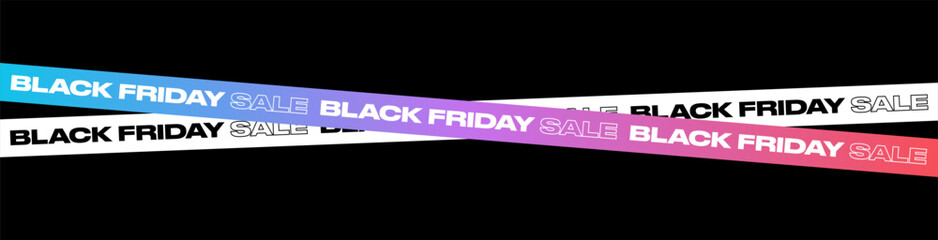 Black Friday Banner Template Vector. Black Friday Ribbon Isolated on Black Background. Modern Design for Black Friday Sale Web Banner, Advertising, Fashion Ads, Social, Poster, Label.