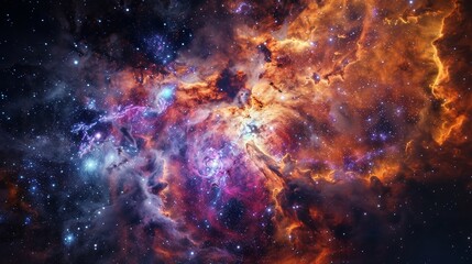 The tarantula nebula is bursting with colorful gas and dust clouds creating a stunning cosmic landscape. This nebula is home to many massive stars and star clusters