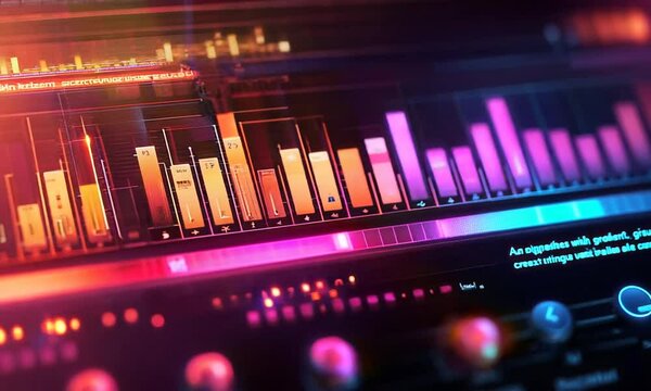 "An equalizer with a smooth, gradient transition between bars, creating a visual representation of a continuous sound wave." .