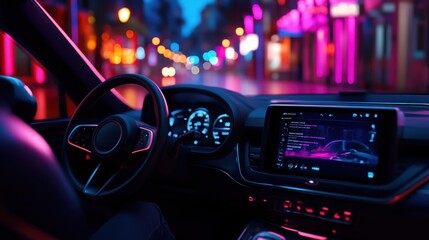 Futuristic Interior of a Smart Autonomous Car