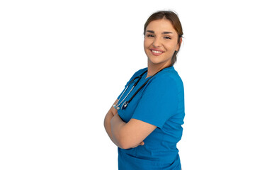 Friendly Latina nurse ready to assist