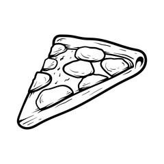 sliced pizza drawing coloring line art style sketch classic vintage design illustration