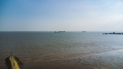 Hengsha Island, Shanghai - The view of the beach against a cloudy sky