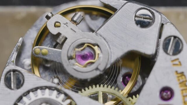 Antique wrist watch macro of gogs and gears
