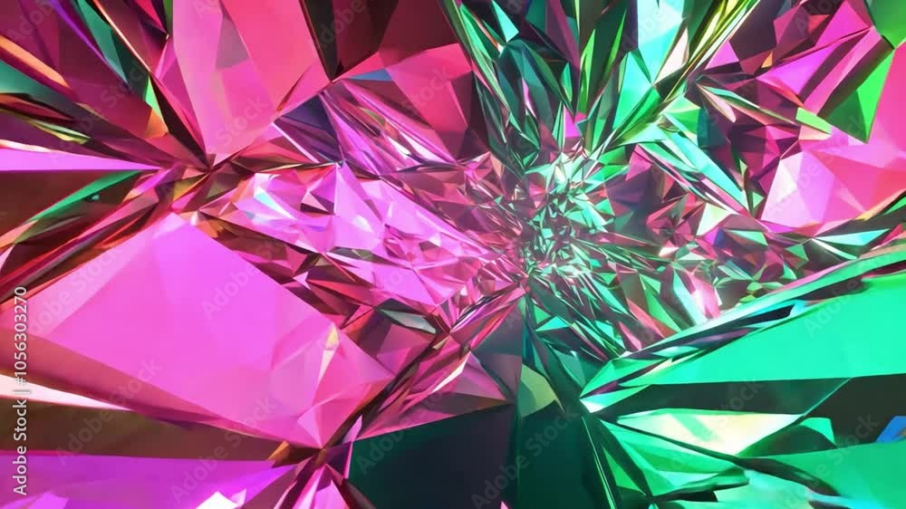 Poster a vibrant display of abstract geometric shapes in a kaleidoscope of colorful reflections