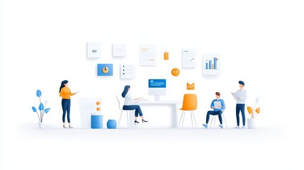 Fototapeta premium Strategic Planning Session A Realistic Art Piece Capturing Team Collaboration and Creativity