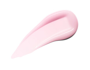 Pink lip gloss texture isolated on white background. Smudged cosmetic product smear. Makup swatch product sample