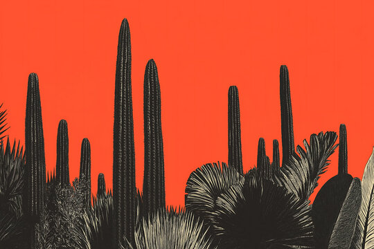 Cactus on the orange background. High quality photo
