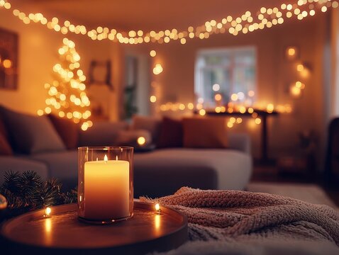 Holiday cheer station with glowing AR interactive features, cozy holiday gathering, soft warm lighting, photorealistic