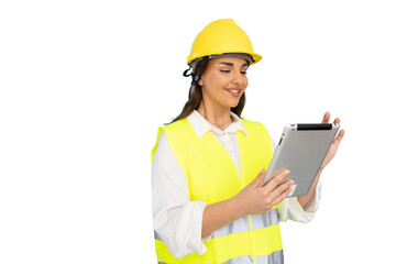 Skilled Latina engineer discussing plans at a construction site